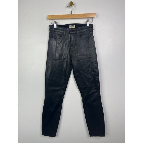 NEW L'agence Akira Ultra High Rise Skinny Jeans Women's Noir Coated Size: 24 - Picture 2 of 9